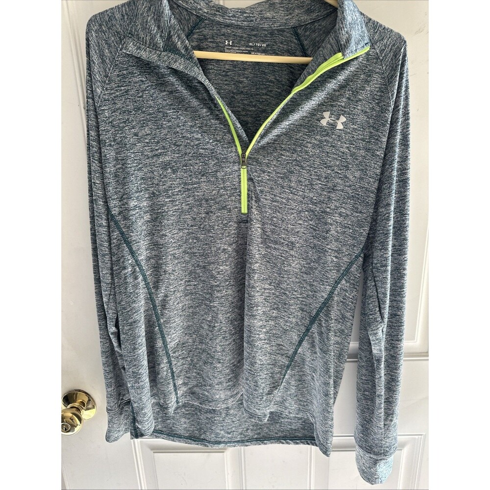 Under Armour HeatGear Quarter Zip Long Sleeve Top Gray Women's XL Loose Fit
